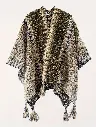 Poncho Élégant en Tricot à Rayures 