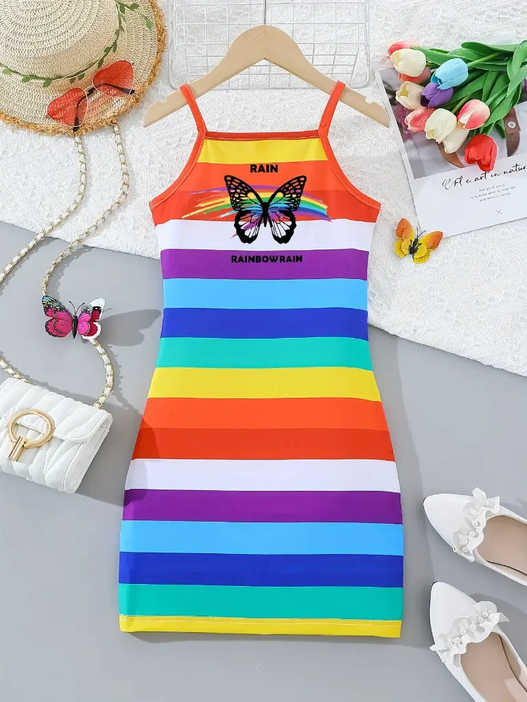 Robe à bretelles arc-en-ciel