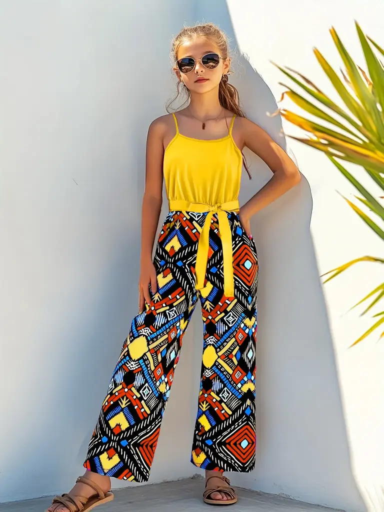 Combinaison Large à Imprimé Aztèque