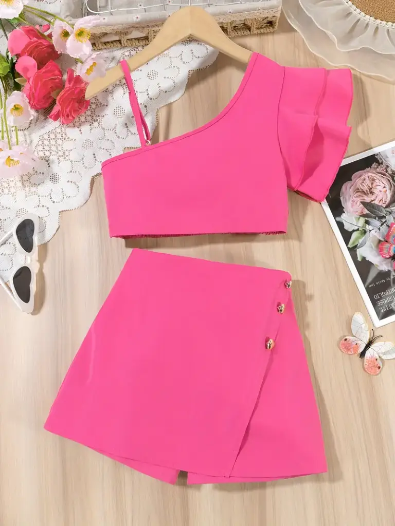 Tenue d'été pour filles avec haut en dentelle