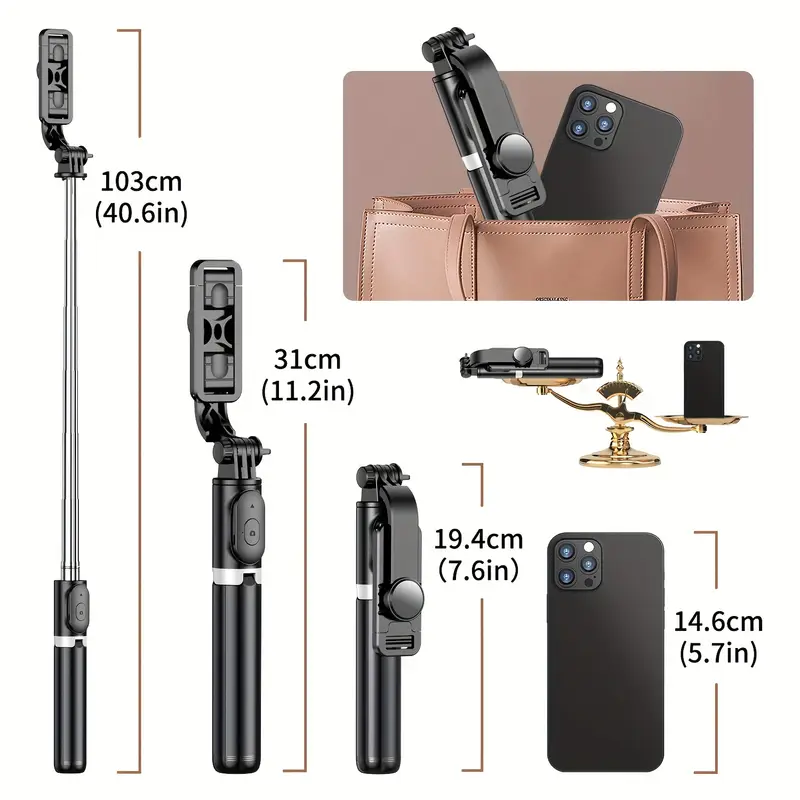 Trépied de perche à selfie pour téléphone portable de 40 po