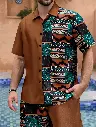Ensemble Chemise à Manches Courtes et Shorts Patchwork 