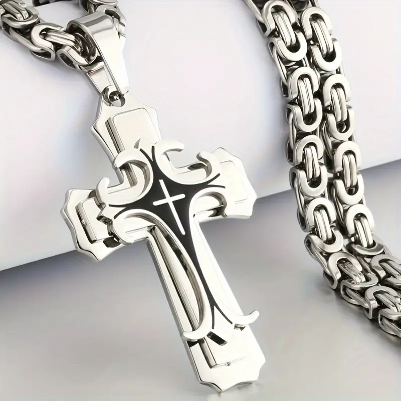 Collier Homme Vintage Croix Pendentif 