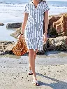 Robe Midi Élégante à Rayures