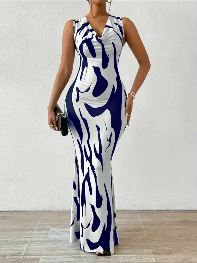 Robe Moulante Sans Manches à Imprimé