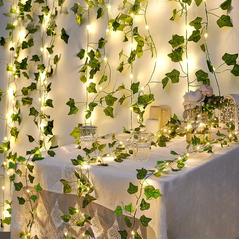 Décoration 1 pièce de lierre artificiel avec guirlande lumineuse