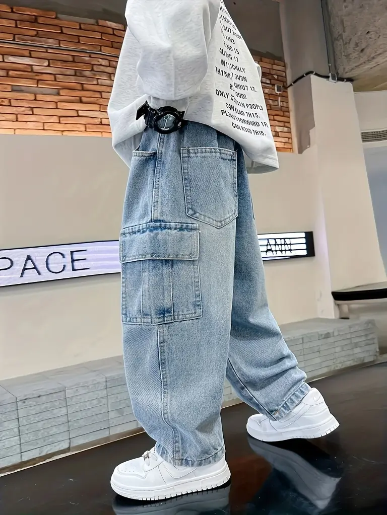 Jeans Cargo Droits Tendance pour Garçons 