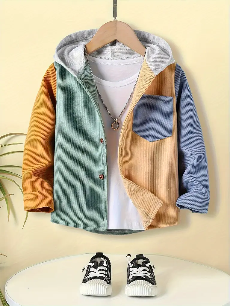 Veste à Capuche en Velours Côtelé 