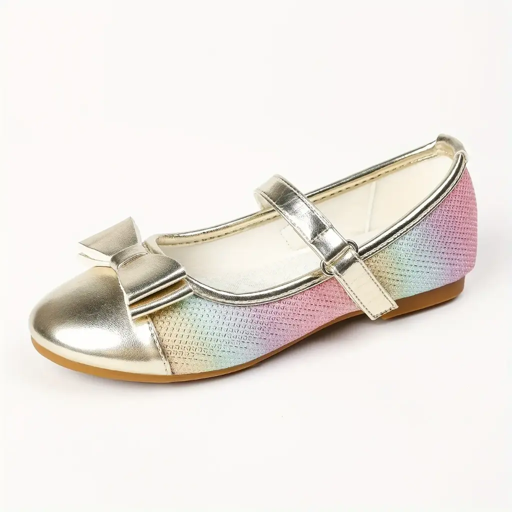 Chaussures plates Mary Jane élégantes en champagne pour petites filles