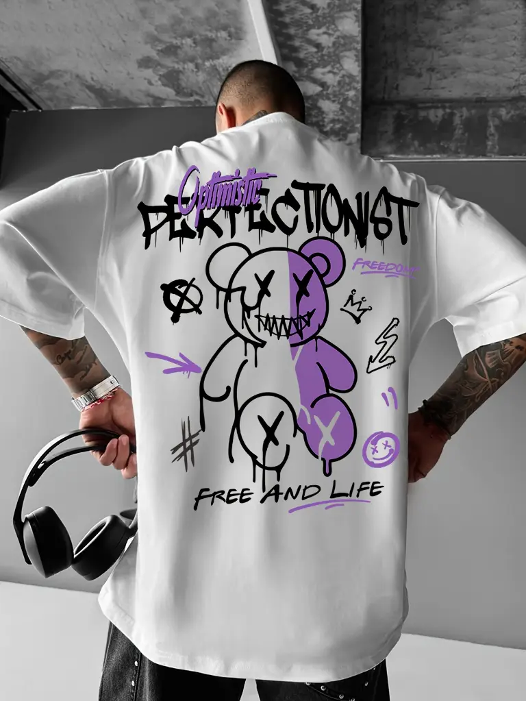 T-shirt graphique surdimensionné pour homme 