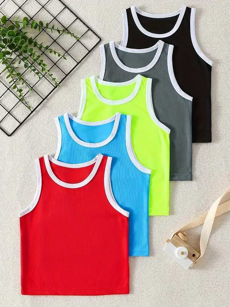 Ensemble de 5 Débardeurs Sportifs pour Garçons d'Été