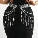 Ceinture élégante pour femme avec fente latérale et franges en strass