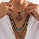 Colliers Rétro pour Hommes Style Tribal Vintage Collier Multicouche