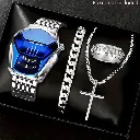 Montre Homme Quartz en Acier Inoxydable - 4 Pièces -