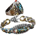 Bracelet et Bague de Perles Ciel à Neuf Yeux 