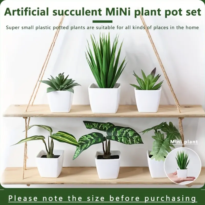 Décoration 6 plantes miniatures artificielles en pot