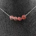 Collier en Quartz de Fraise avec Chaîne en Acier Inoxydable de Madagascar - 4 Perles