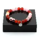 Bracelet Perles Opale Rose + Agate Rouge 8 mm. Fabriqué en France