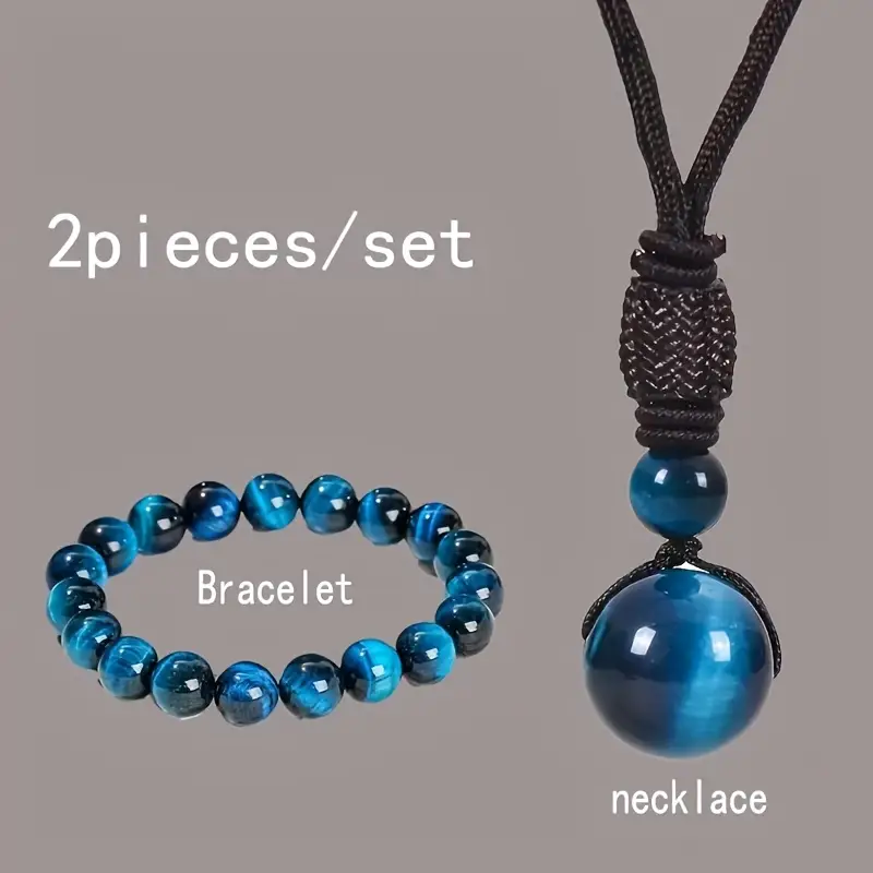 2pièces Élégant Bleu Tigre Œil