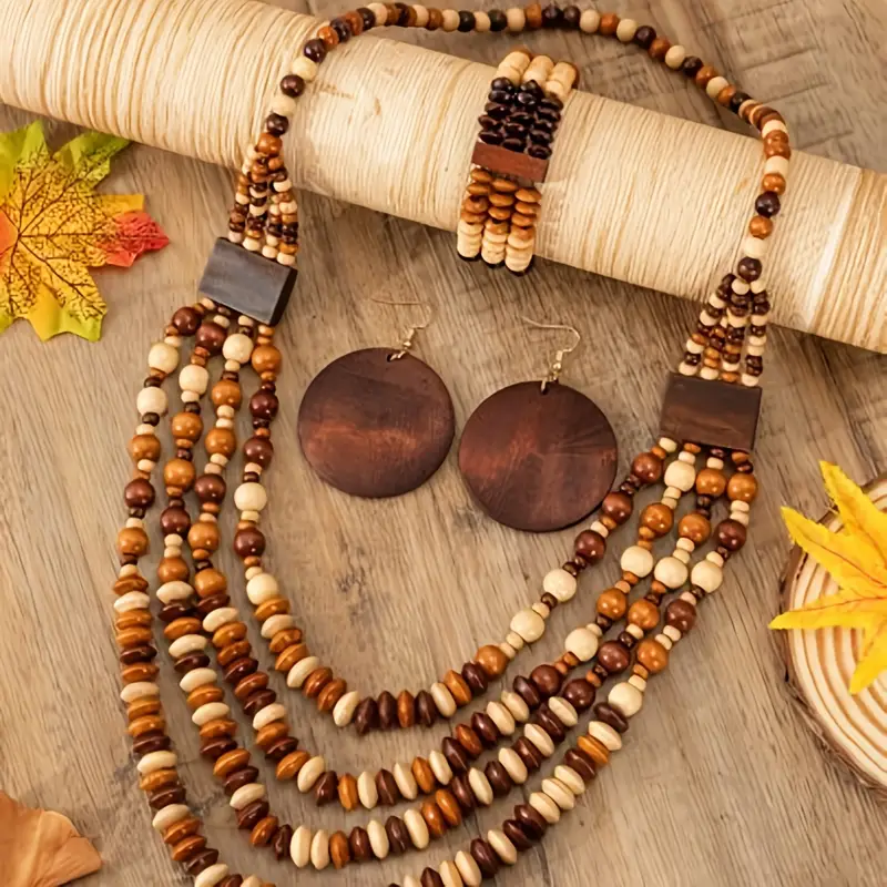 Collier en bois multicouche fait à la main