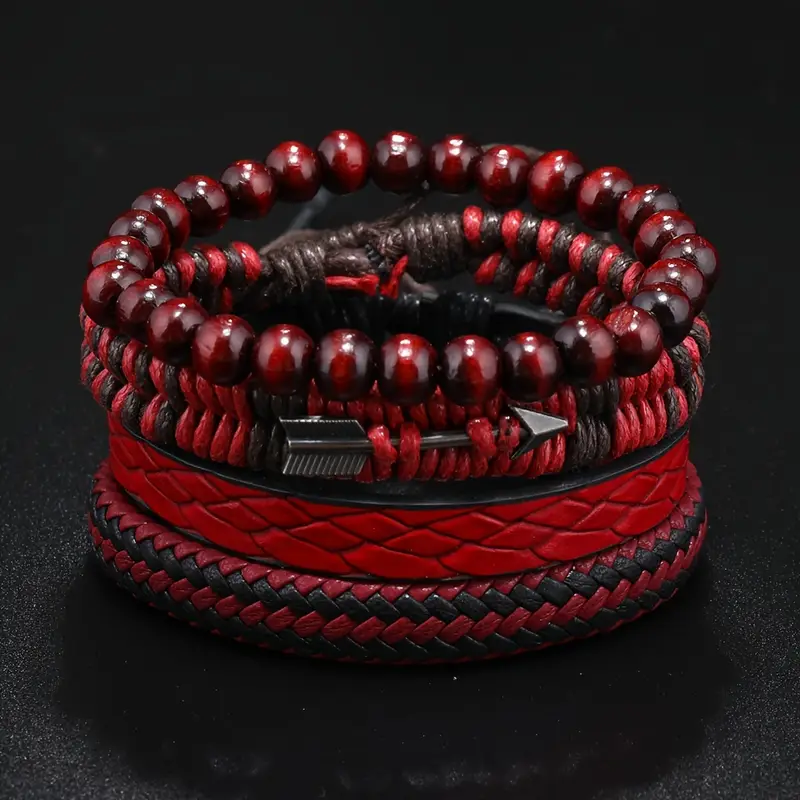  Bracelets Tressés Faits Main en Cuir 