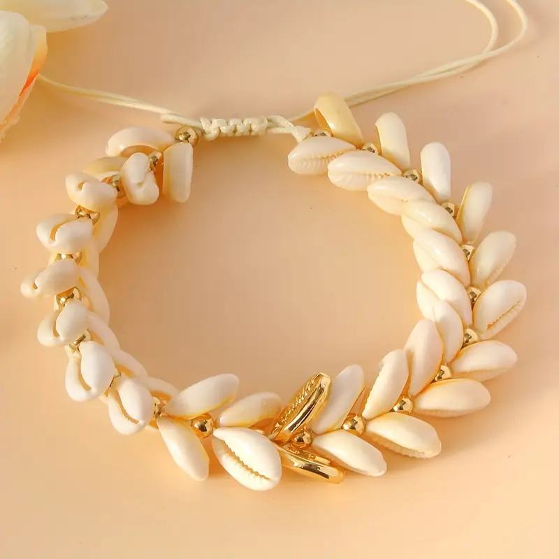  collier et bracelet en corde de coquillage naturel
