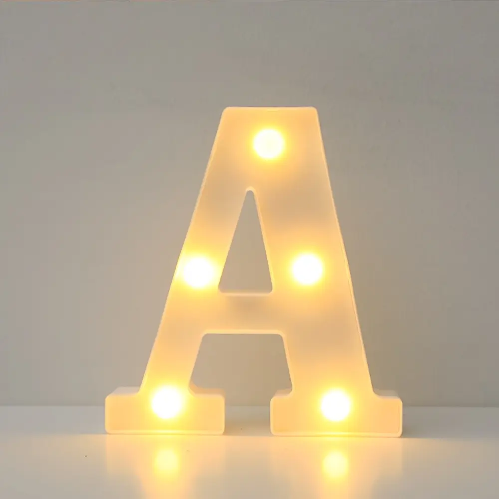 Décoration 1pièce Lettres et chiffres blanches petites 26 lettres Alimentées par batterie