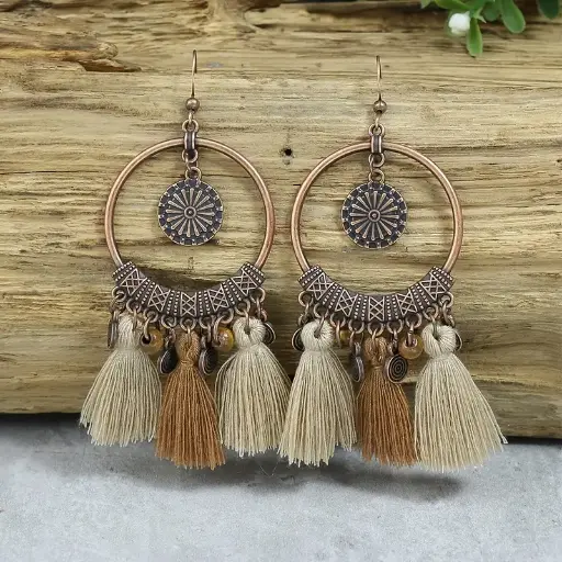 Boucles d'oreilles femme à pois Vintage cuivre 