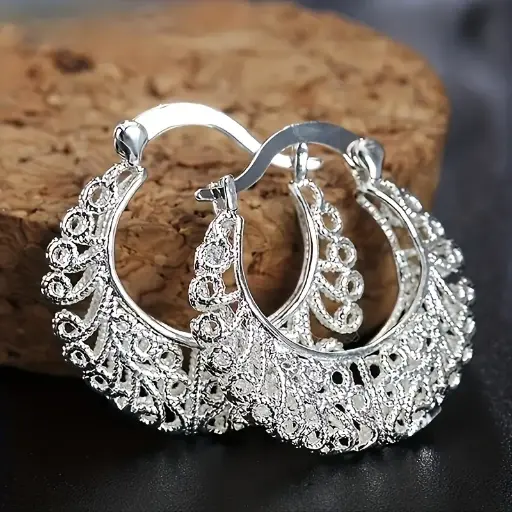 Boucles d'Oreilles Créoles Bohol-Chic à Motif Floral 