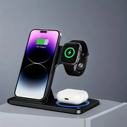 Station de charge sans fil pliable 3-en-1