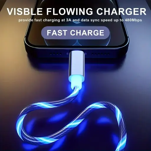 3pcs Câble de Charge Avec Lumières LED Couleurs 