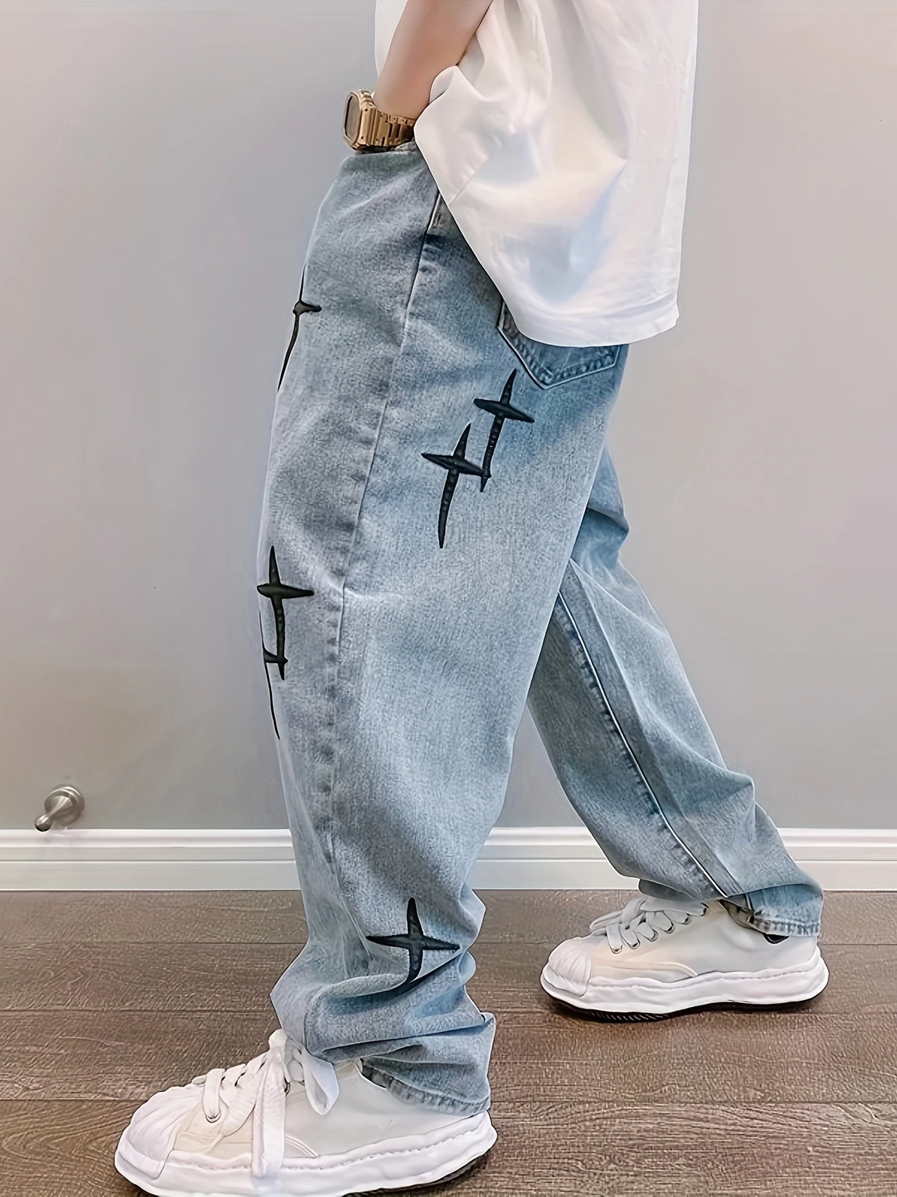 Jeans à Jambe Large 