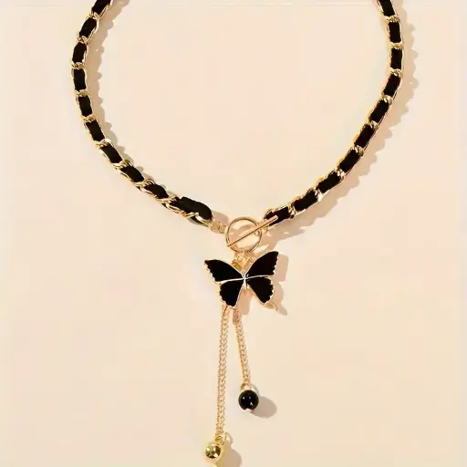 Collier vintage bohème papillon