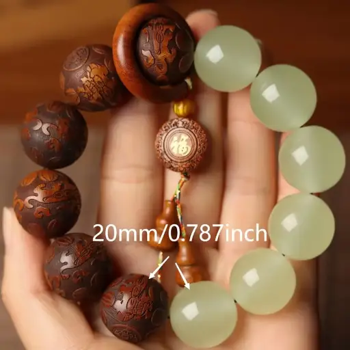 Bracelet Lumineux en Perles de Bois 