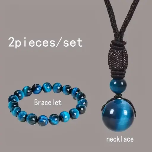 2pièces Élégant Bleu Tigre Œil