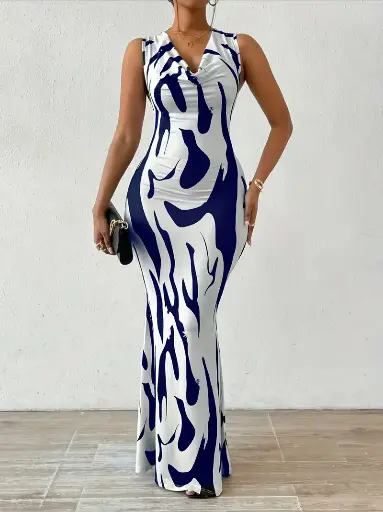 Robe Moulante Sans Manches à Imprimé