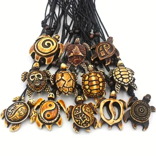 Colliers Pendentifs Tortues Marines Sculptées Mixtes