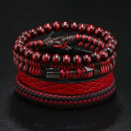  Bracelets Tressés Faits Main en Cuir 