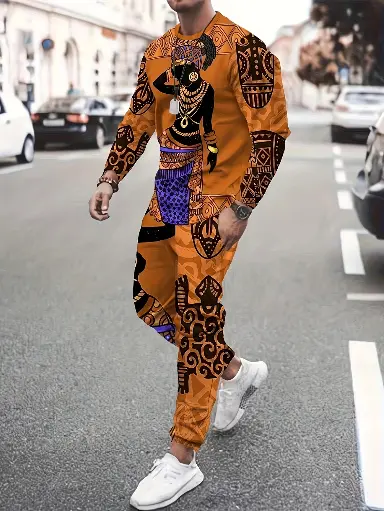 Ensemble décontracté 2 pièces pour hommes de style ethnique africain 
