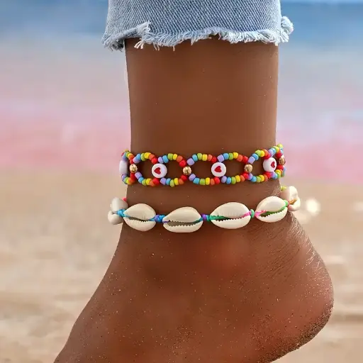  2 bracelets chevillières