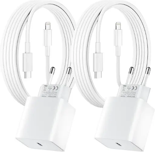 Lot de 2 pour Chargeur Rapide iPhone, 20W