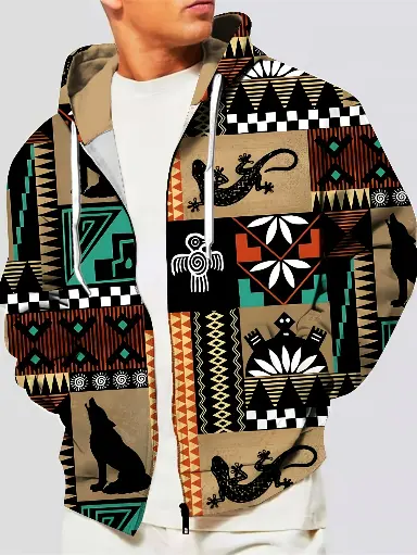 Veste à Capuche Imprimée 3D pour Hommes 
