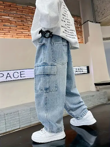 Jeans Cargo Droits Tendance pour Garçons 