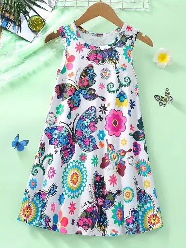 Robe imprimée numérique pour filles