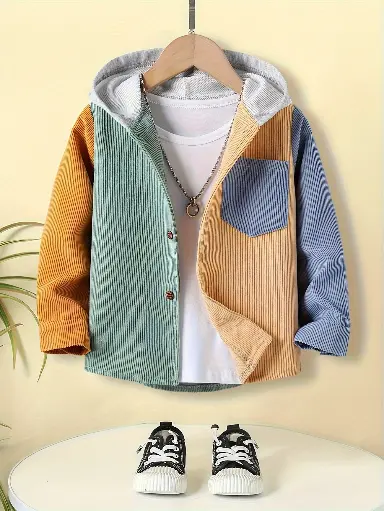 Veste à Capuche en Velours Côtelé 