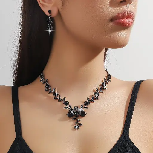 Ensemble collier, boucles d'oreilles infini 3 pièces