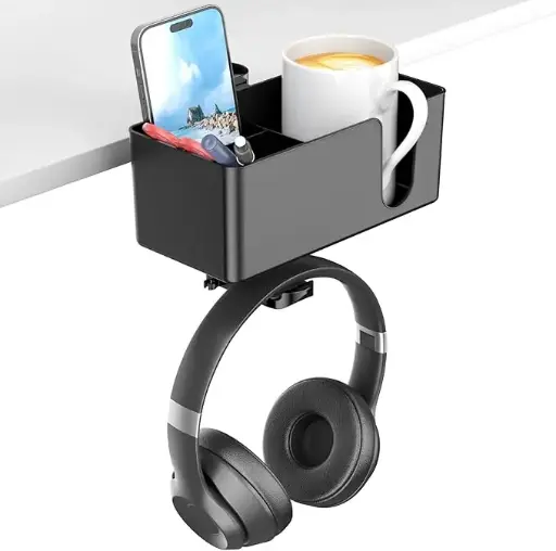 KDD Porte Gobelet Bureau 4 en 1 avec Support Casque Gamer 