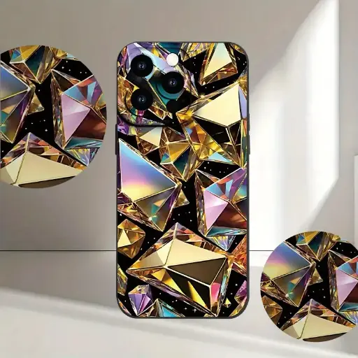 Coque de Téléphone iphone Mat à Motif Doré Créatif avec Impression UV
