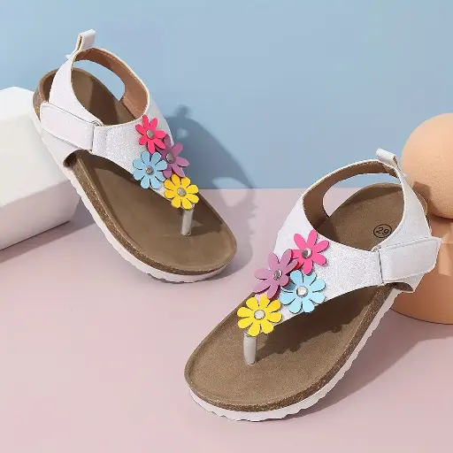 Sandales à fleurs tendance et mignonnes pour petites filles