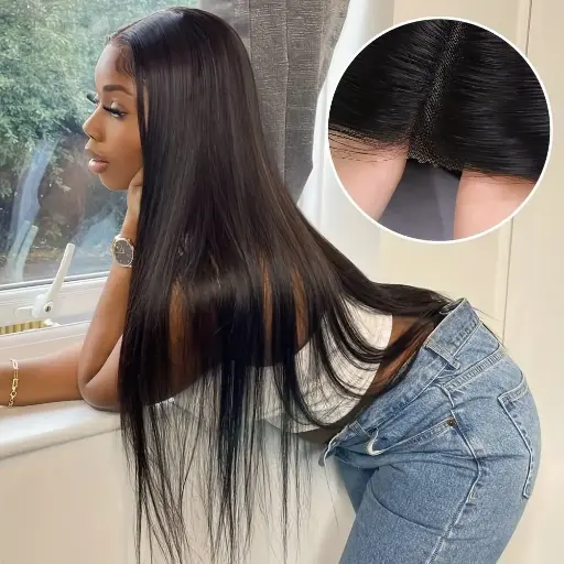 Perruque Droite en Cheveux Humains Sans Colle